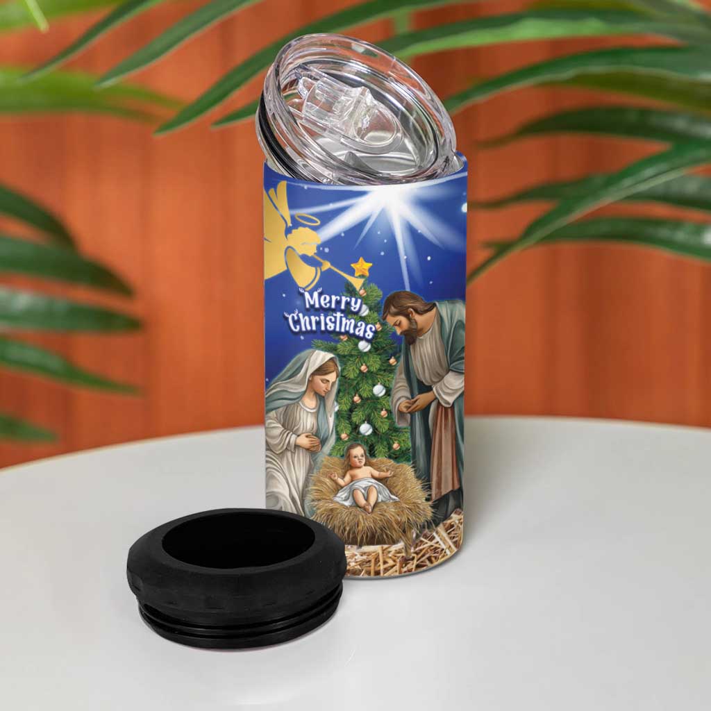 Lithuania Christmas 4 in 1 Can Cooler Tumbler Chistmas Begin With Christ - Wonder Print Shop