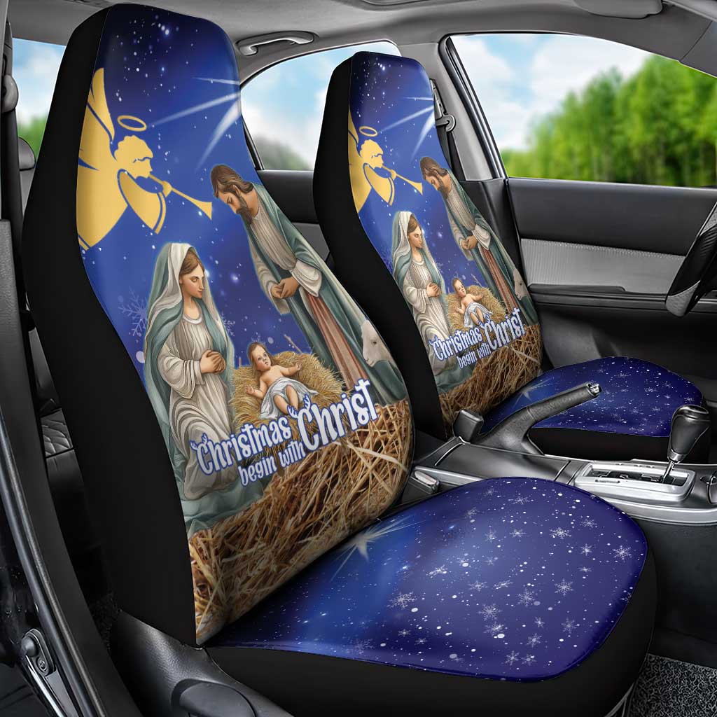 Lithuania Christmas Car Seat Cover Chistmas Begin With Christ - Wonder Print Shop