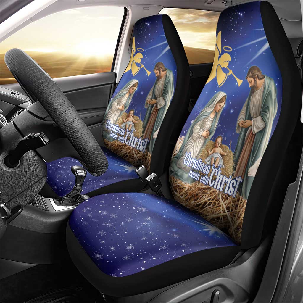 Lithuania Christmas Car Seat Cover Chistmas Begin With Christ - Wonder Print Shop