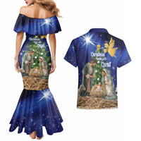 Lithuania Christmas Couples Matching Mermaid Dress and Hawaiian Shirt Chistmas Begin With Christ - Wonder Print Shop