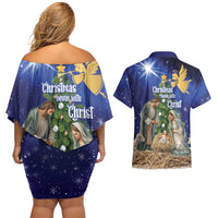 Lithuania Christmas Couples Matching Off Shoulder Short Dress and Hawaiian Shirt Chistmas Begin With Christ - Wonder Print Shop