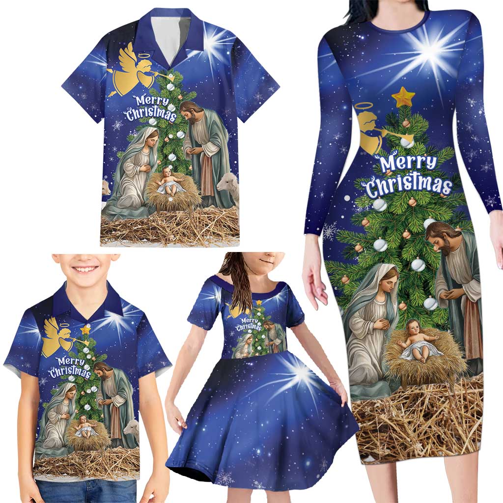 Lithuania Christmas Family Matching Long Sleeve Bodycon Dress and Hawaiian Shirt Chistmas Begin With Christ - Wonder Print Shop