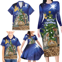 Lithuania Christmas Family Matching Long Sleeve Bodycon Dress and Hawaiian Shirt Chistmas Begin With Christ - Wonder Print Shop