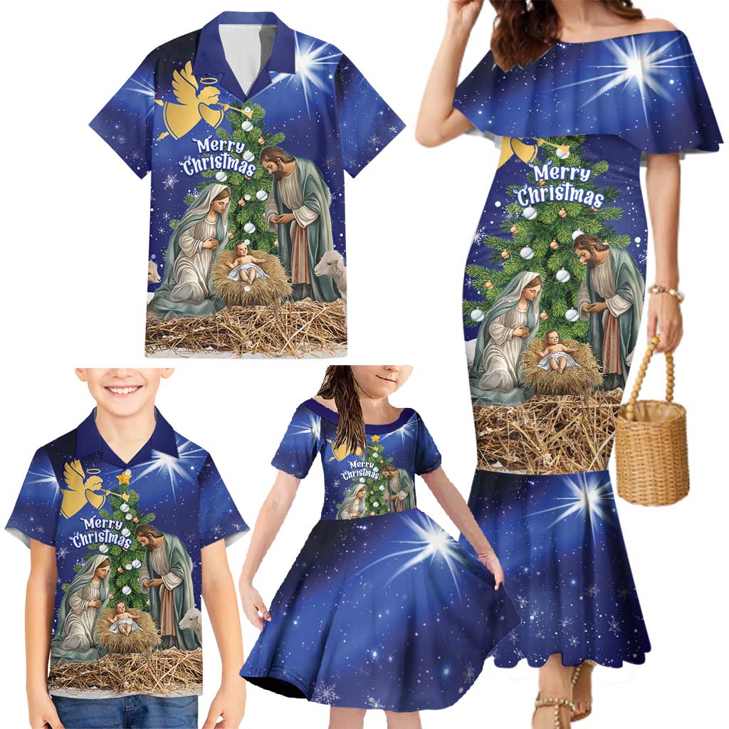 Lithuania Christmas Family Matching Mermaid Dress and Hawaiian Shirt Chistmas Begin With Christ - Wonder Print Shop