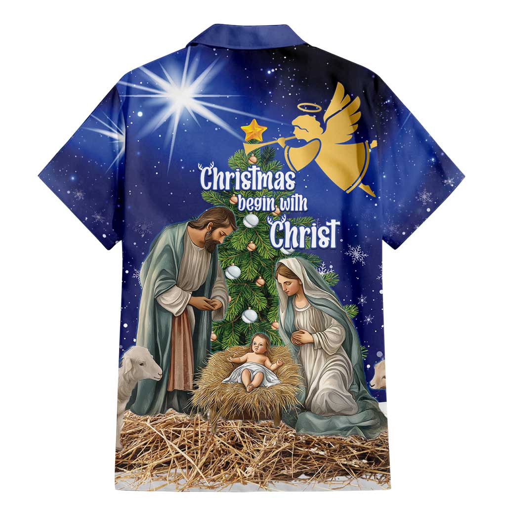 Lithuania Christmas Family Matching Mermaid Dress and Hawaiian Shirt Chistmas Begin With Christ - Wonder Print Shop