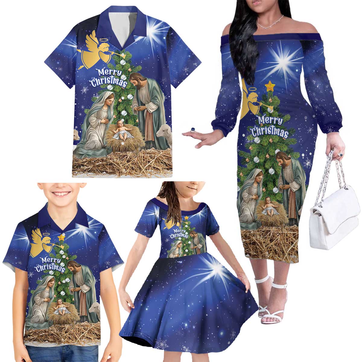 Lithuania Christmas Family Matching Off The Shoulder Long Sleeve Dress and Hawaiian Shirt Chistmas Begin With Christ - Wonder Print Shop
