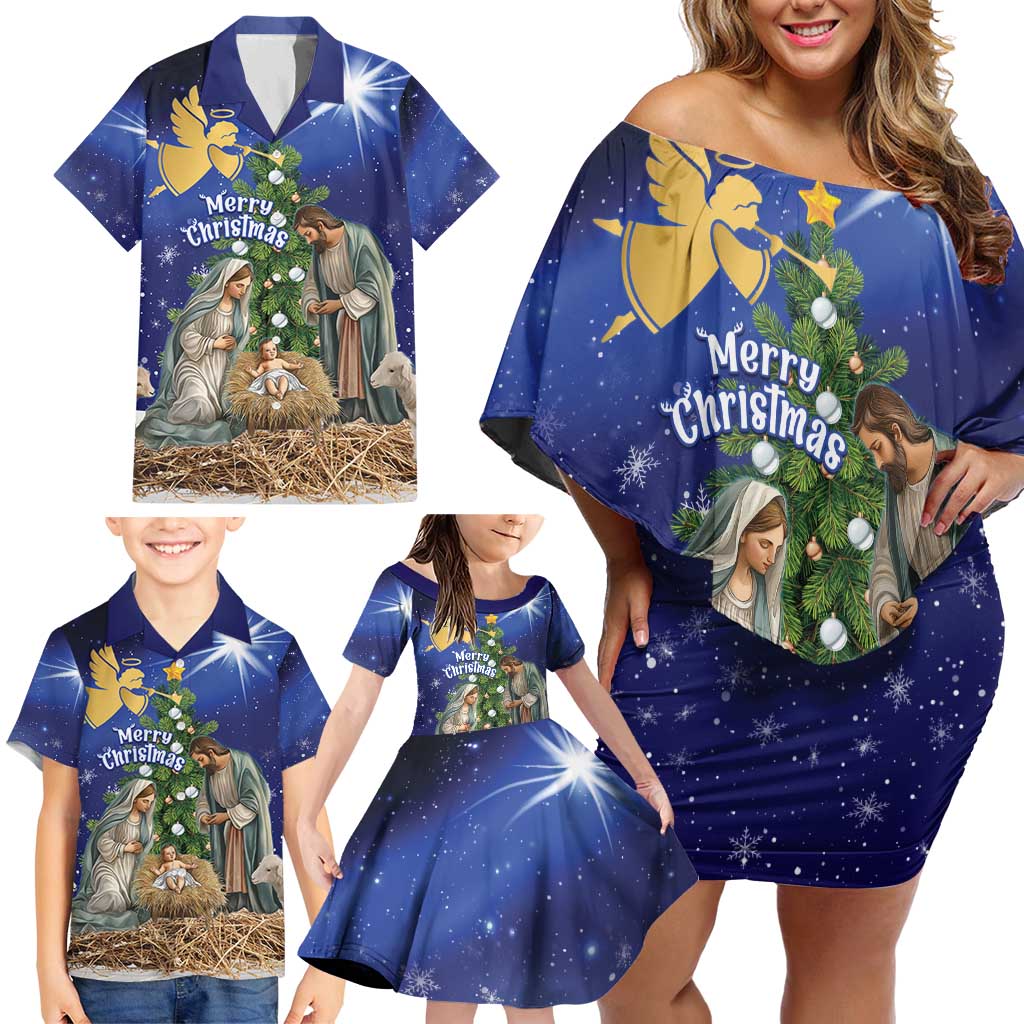 Lithuania Christmas Family Matching Off Shoulder Short Dress and Hawaiian Shirt Chistmas Begin With Christ - Wonder Print Shop
