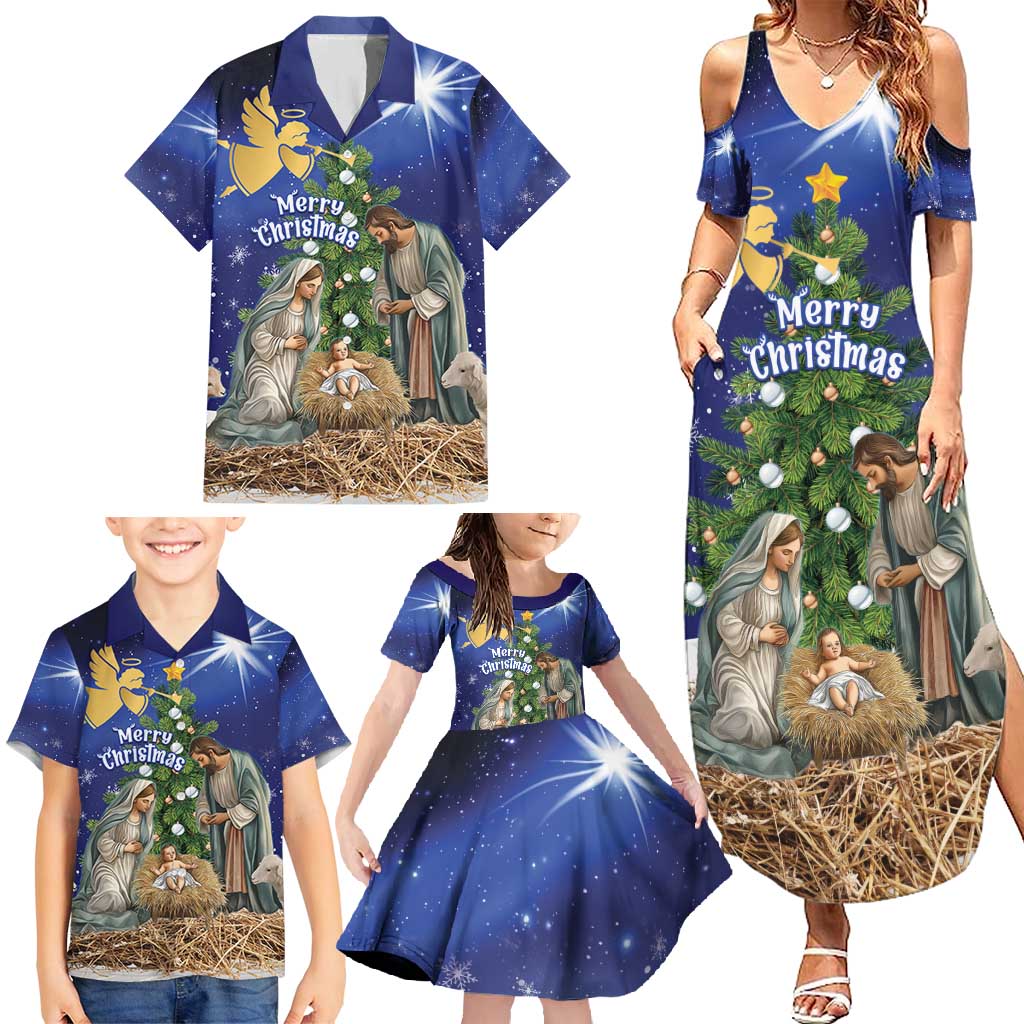 Lithuania Christmas Family Matching Summer Maxi Dress and Hawaiian Shirt Chistmas Begin With Christ - Wonder Print Shop