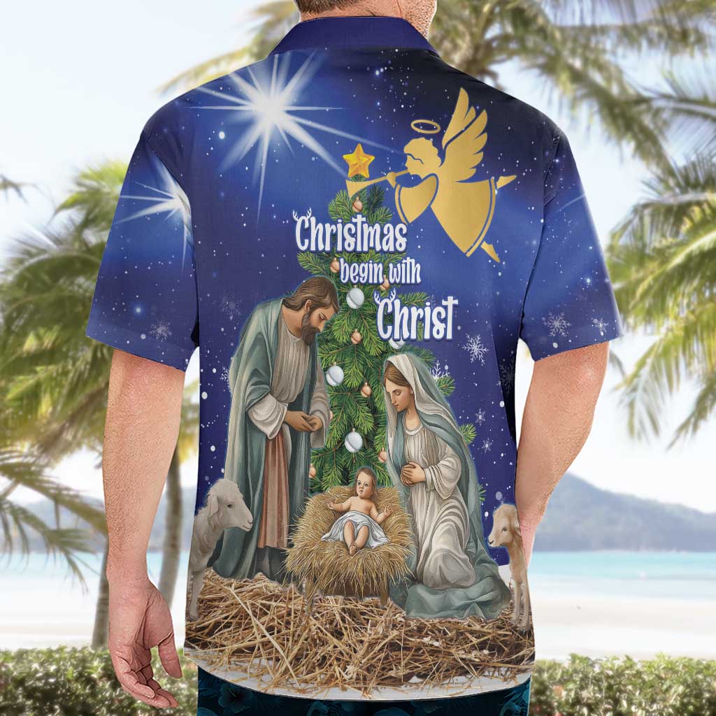 Lithuania Christmas Hawaiian Shirt Chistmas Begin With Christ - Wonder Print Shop