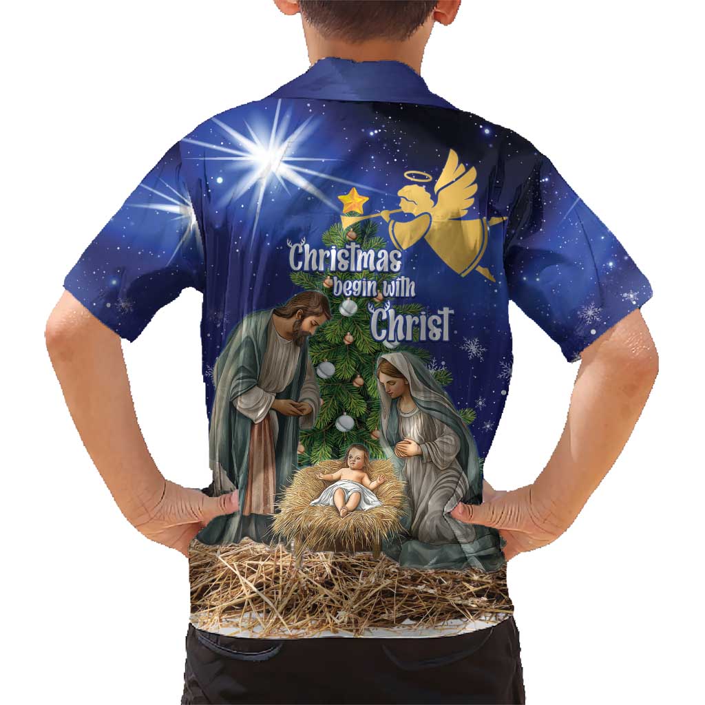 Lithuania Christmas Kid Hawaiian Shirt Chistmas Begin With Christ - Wonder Print Shop
