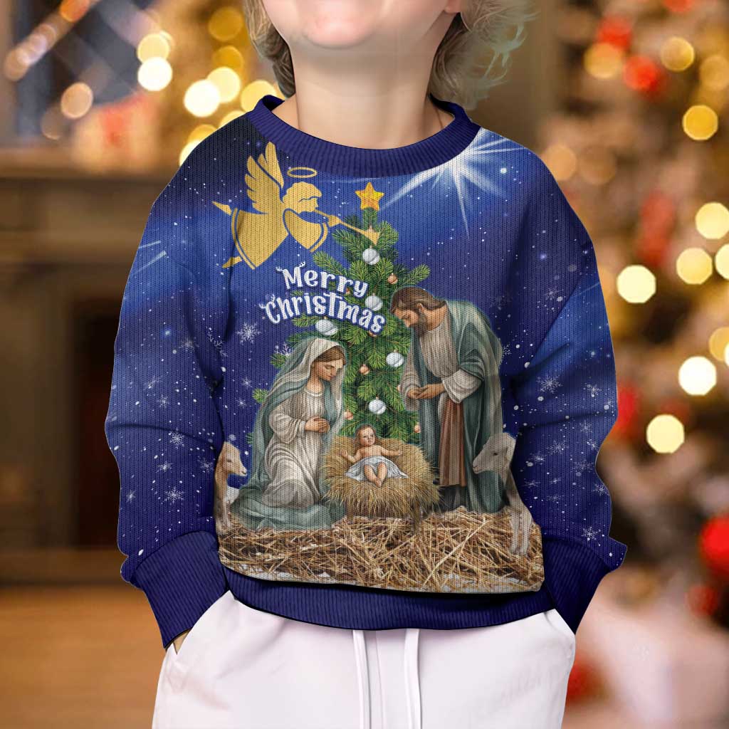 Lithuania Christmas Kid Ugly Christmas Sweater Chistmas Begin With Christ - Wonder Print Shop