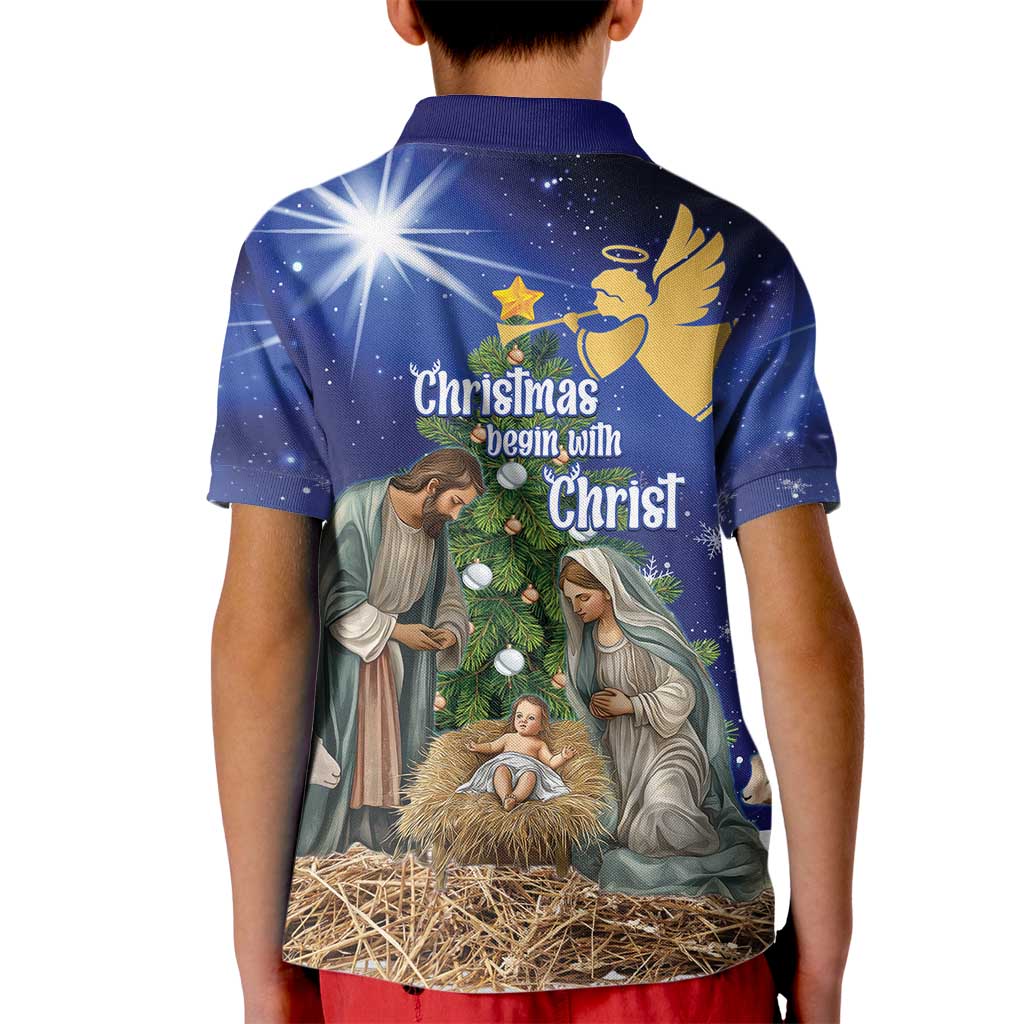 Lithuania Christmas Kid Polo Shirt Chistmas Begin With Christ - Wonder Print Shop