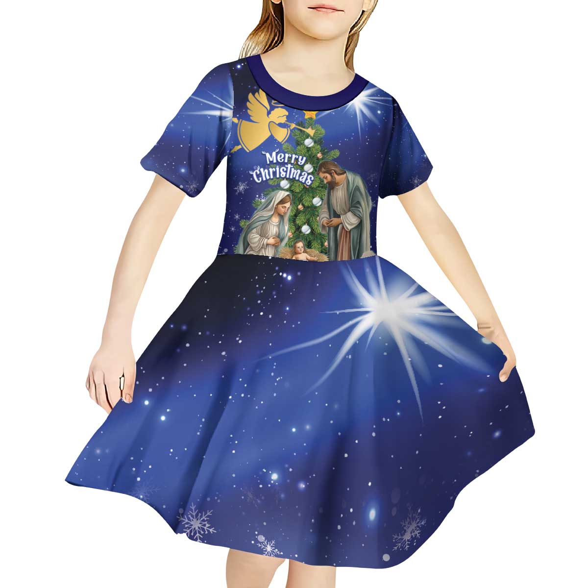 Lithuania Christmas Kid Short Sleeve Dress Chistmas Begin With Christ - Wonder Print Shop