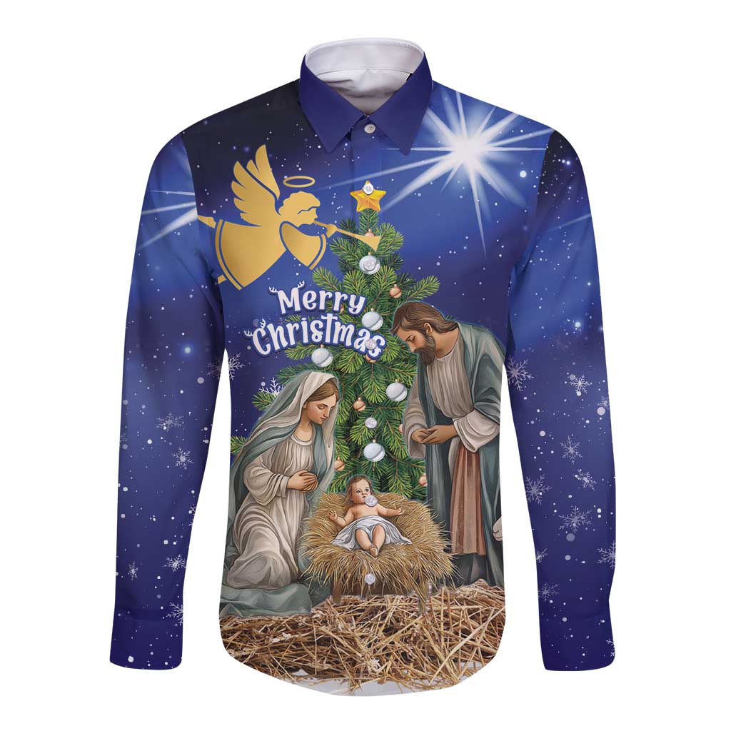 Lithuania Christmas Long Sleeve Button Shirt Chistmas Begin With Christ - Wonder Print Shop