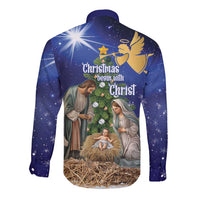 Lithuania Christmas Long Sleeve Button Shirt Chistmas Begin With Christ - Wonder Print Shop