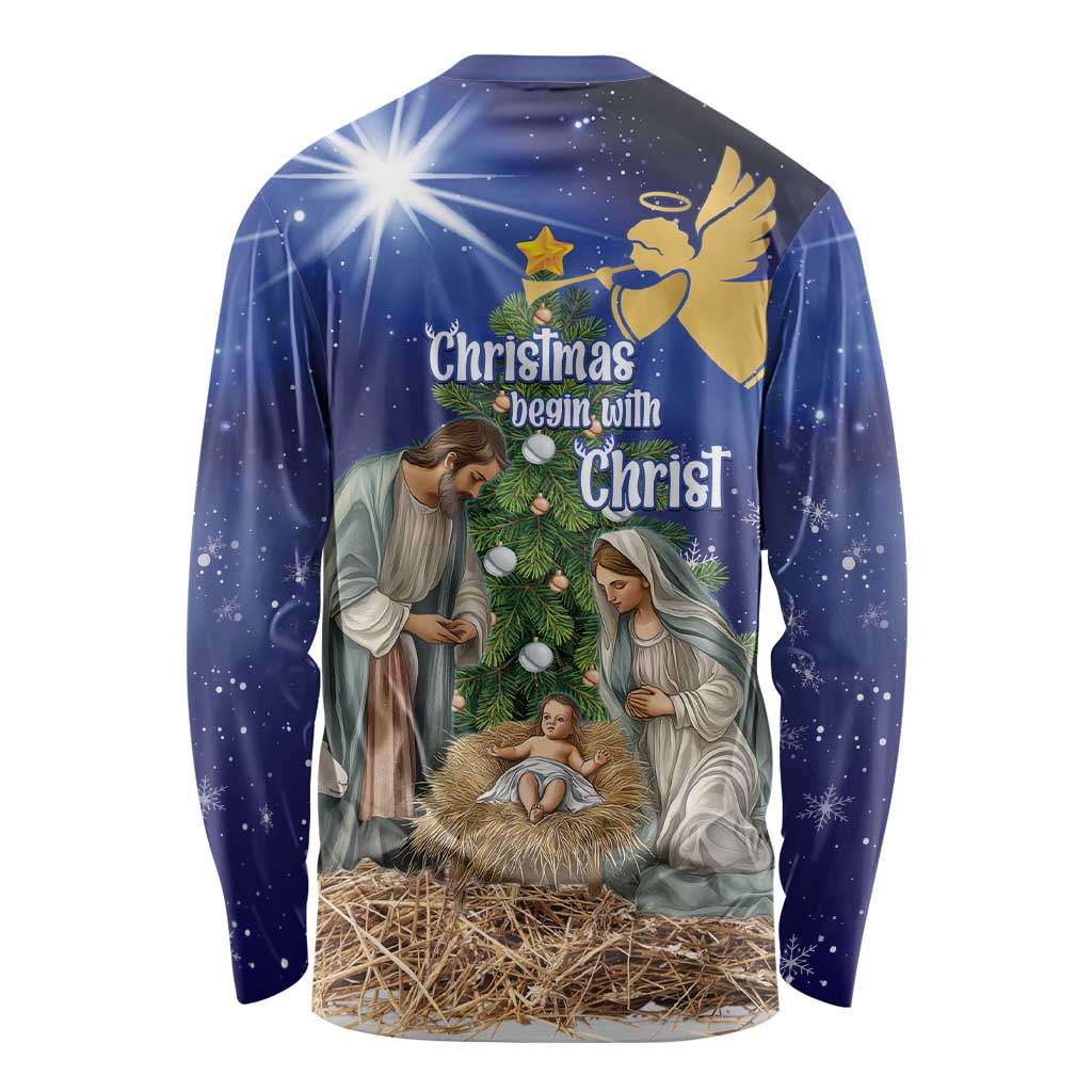 Lithuania Christmas Long Sleeve Shirt Chistmas Begin With Christ - Wonder Print Shop