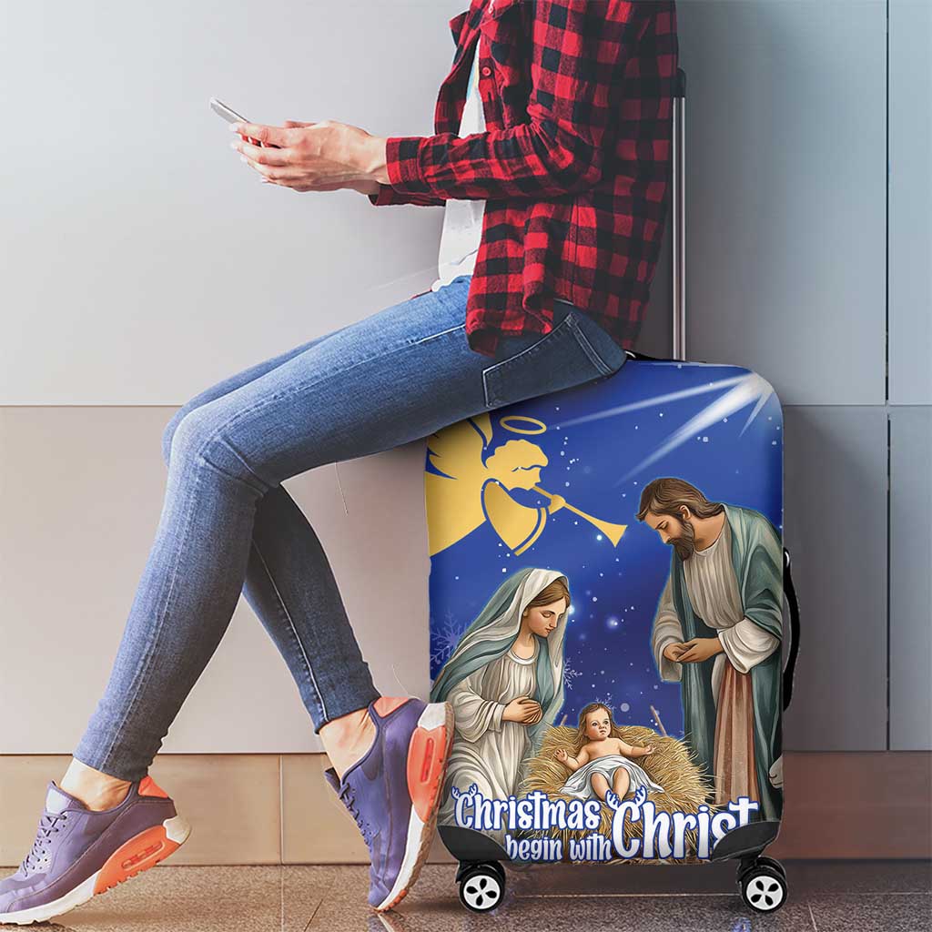 Lithuania Christmas Luggage Cover Chistmas Begin With Christ - Wonder Print Shop