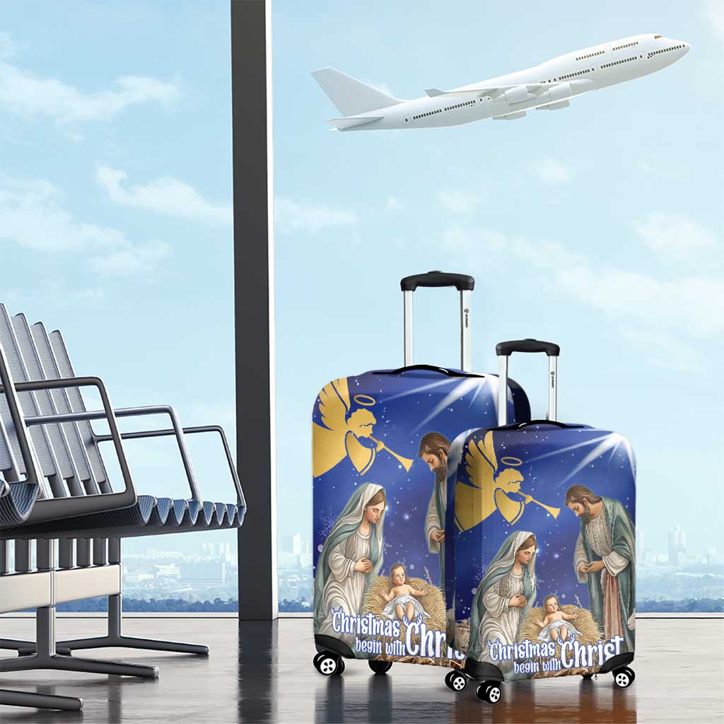 Lithuania Christmas Luggage Cover Chistmas Begin With Christ - Wonder Print Shop