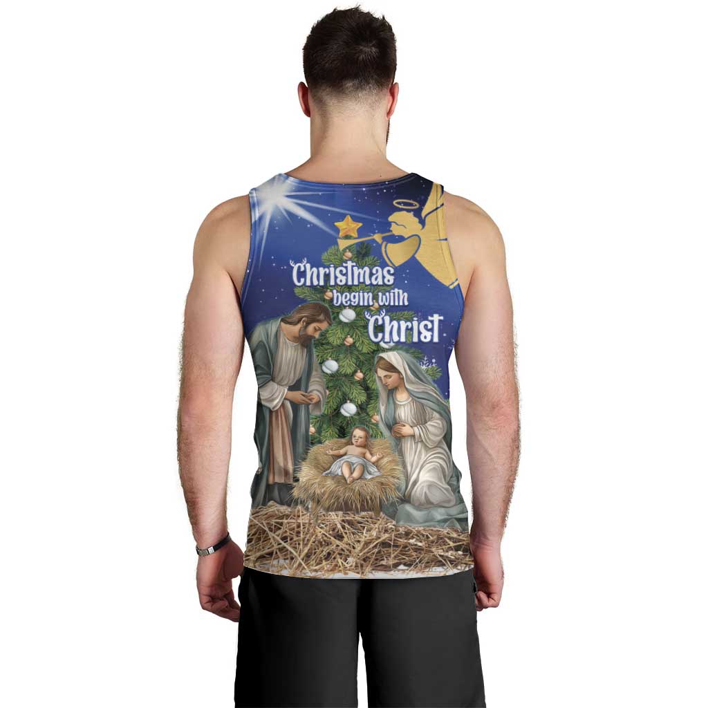 Lithuania Christmas Men Tank Top Chistmas Begin With Christ - Wonder Print Shop