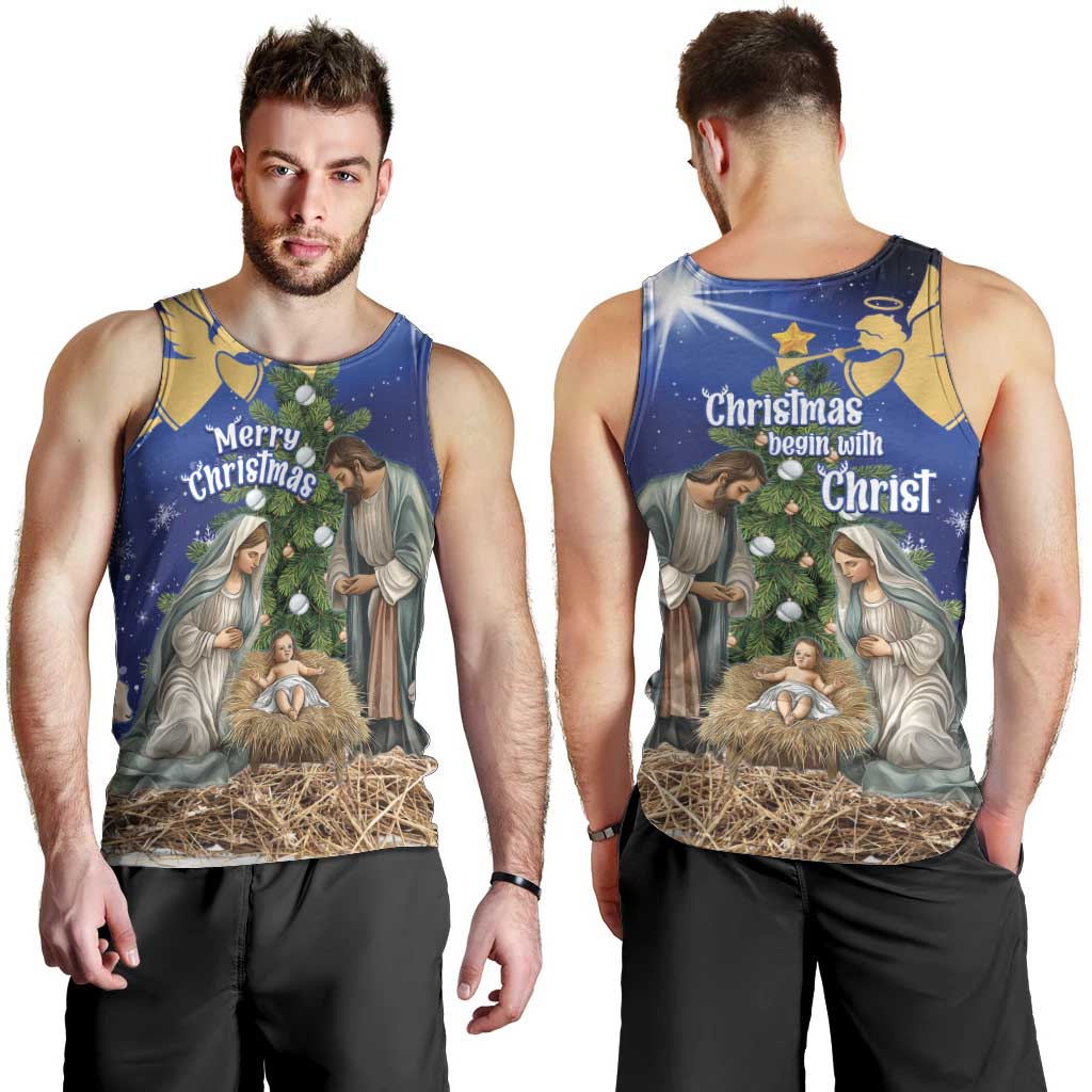 Lithuania Christmas Men Tank Top Chistmas Begin With Christ - Wonder Print Shop