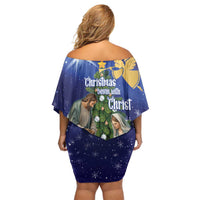 Lithuania Christmas Off Shoulder Short Dress Chistmas Begin With Christ - Wonder Print Shop