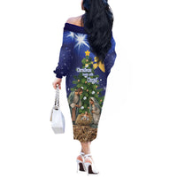 Lithuania Christmas Off The Shoulder Long Sleeve Dress Chistmas Begin With Christ - Wonder Print Shop