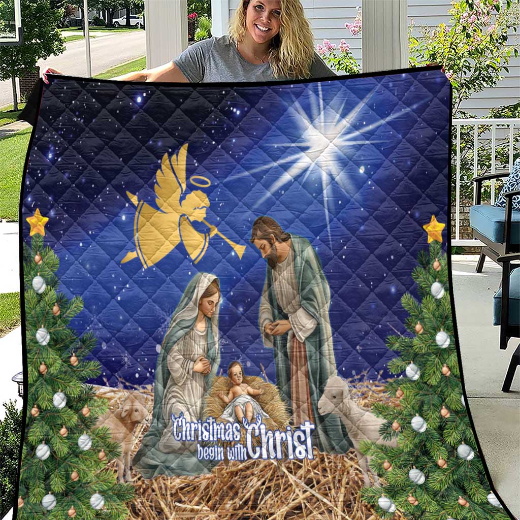 Lithuania Christmas Quilt Chistmas Begin With Christ - Wonder Print Shop