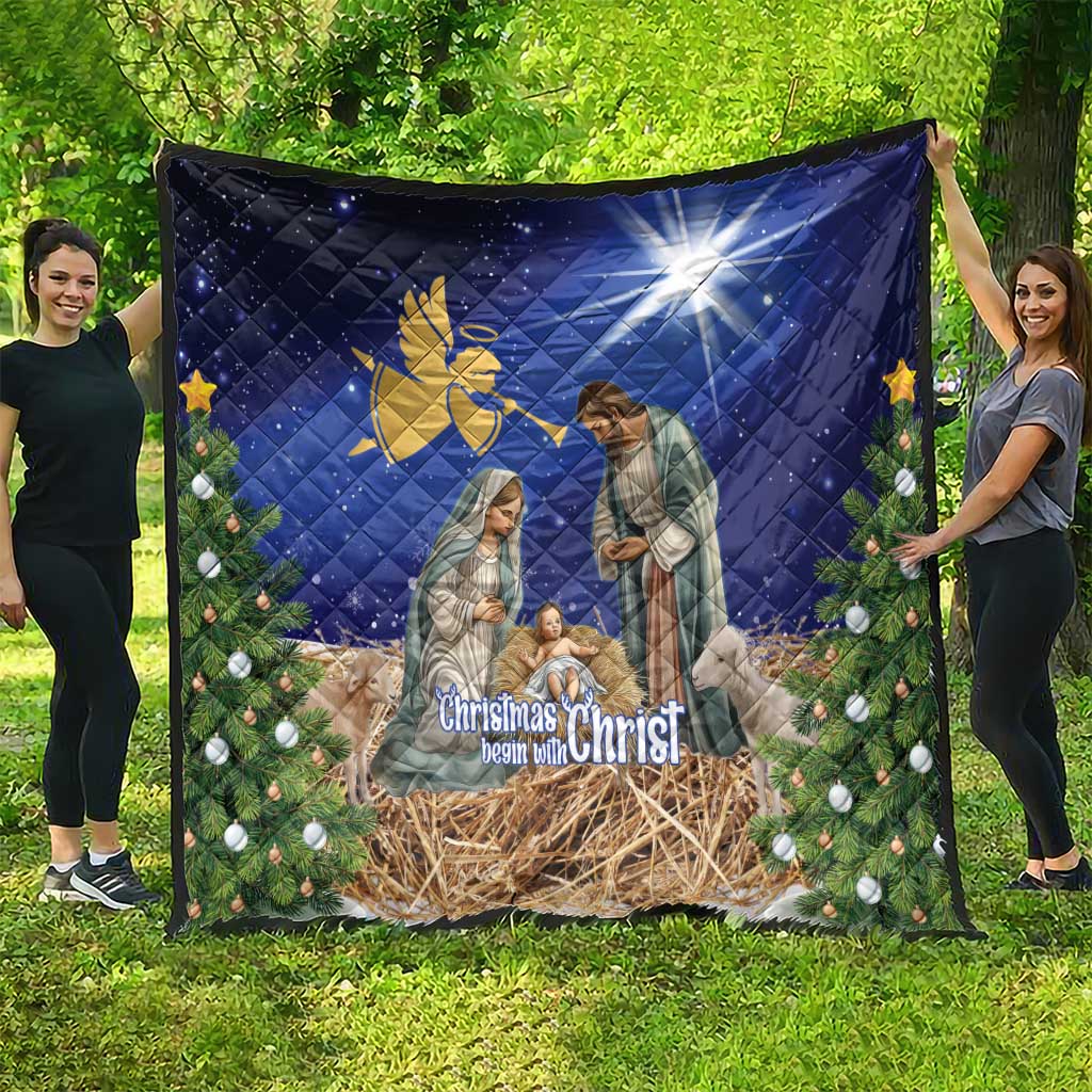 Lithuania Christmas Quilt Chistmas Begin With Christ - Wonder Print Shop