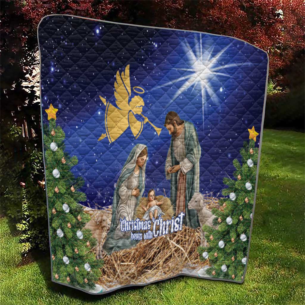 Lithuania Christmas Quilt Chistmas Begin With Christ - Wonder Print Shop