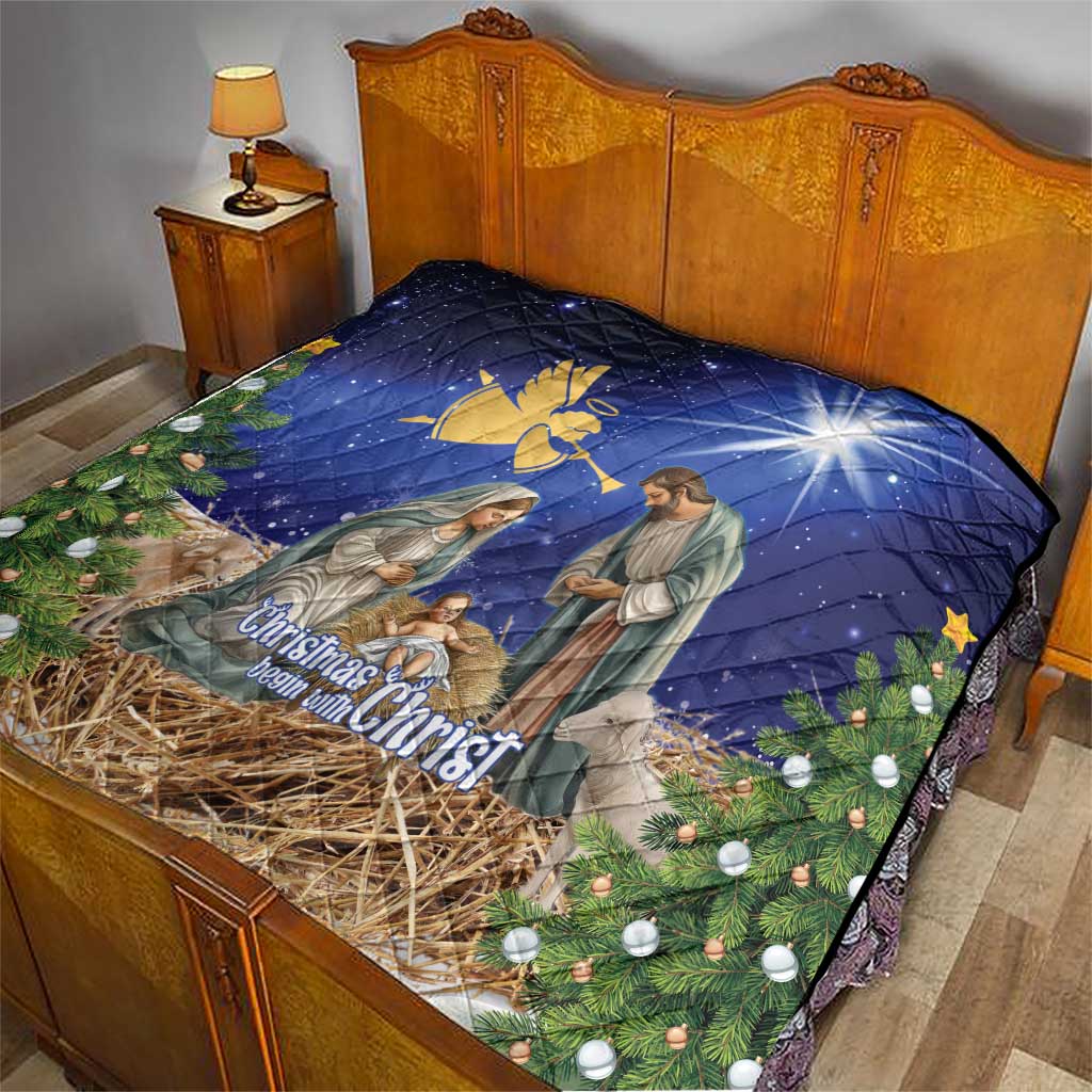 Lithuania Christmas Quilt Chistmas Begin With Christ - Wonder Print Shop