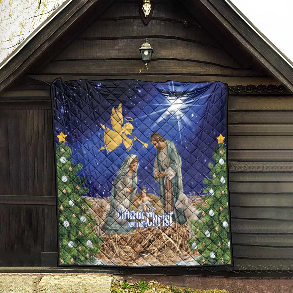 Lithuania Christmas Quilt Chistmas Begin With Christ - Wonder Print Shop