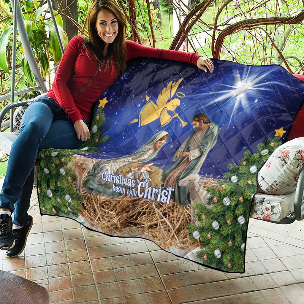 Lithuania Christmas Quilt Chistmas Begin With Christ - Wonder Print Shop
