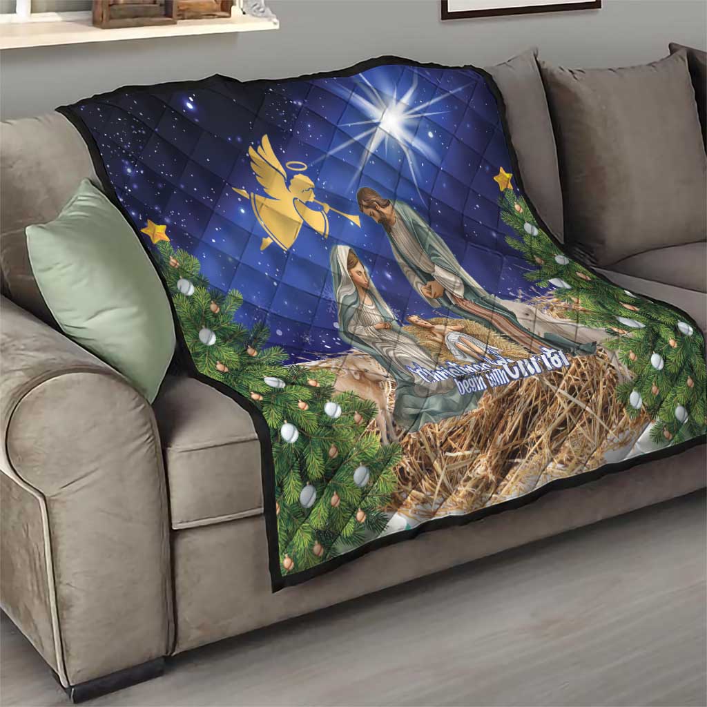 Lithuania Christmas Quilt Chistmas Begin With Christ - Wonder Print Shop