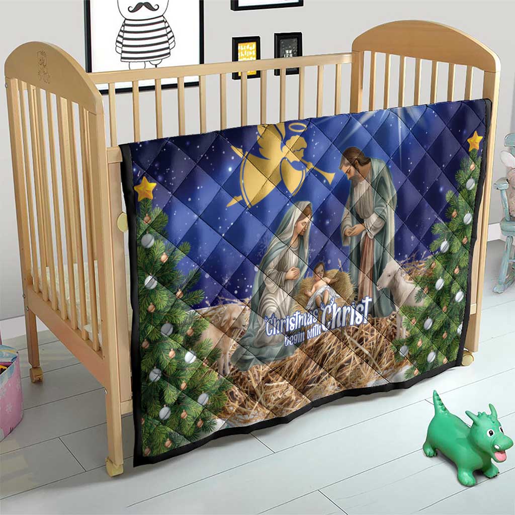 Lithuania Christmas Quilt Chistmas Begin With Christ - Wonder Print Shop