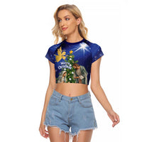 Lithuania Christmas Raglan Cropped T Shirt Chistmas Begin With Christ - Wonder Print Shop