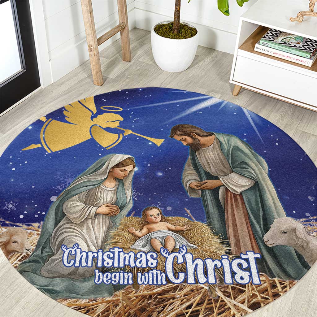 Lithuania Christmas Round Carpet Chistmas Begin With Christ