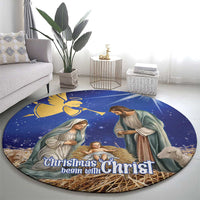 Lithuania Christmas Round Carpet Chistmas Begin With Christ