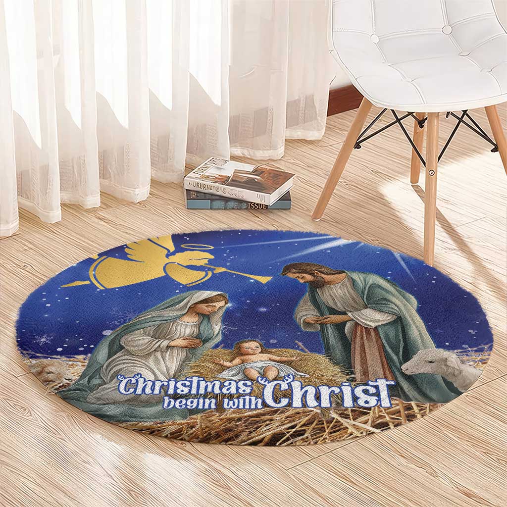 Lithuania Christmas Round Carpet Chistmas Begin With Christ