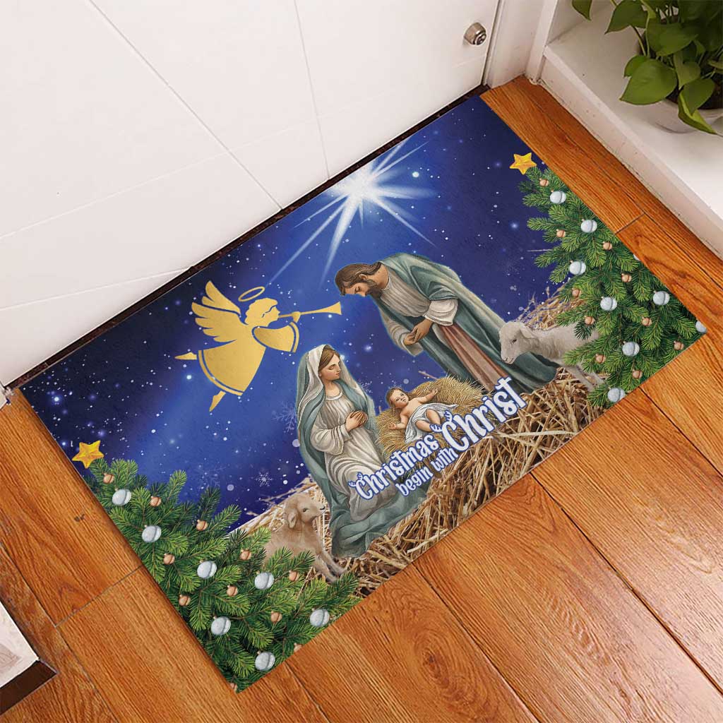 Lithuania Christmas Rubber Doormat Chistmas Begin With Christ - Wonder Print Shop