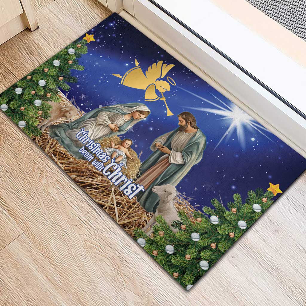 Lithuania Christmas Rubber Doormat Chistmas Begin With Christ - Wonder Print Shop