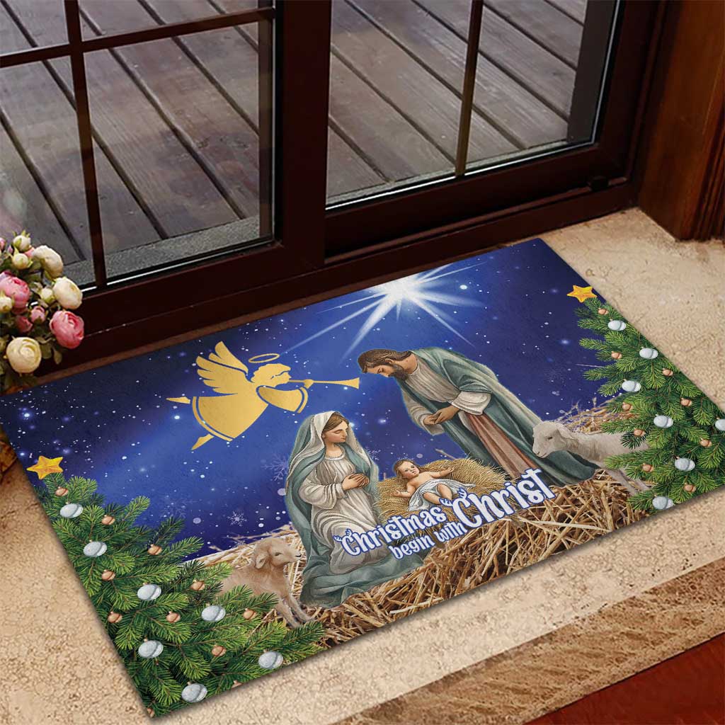 Lithuania Christmas Rubber Doormat Chistmas Begin With Christ - Wonder Print Shop