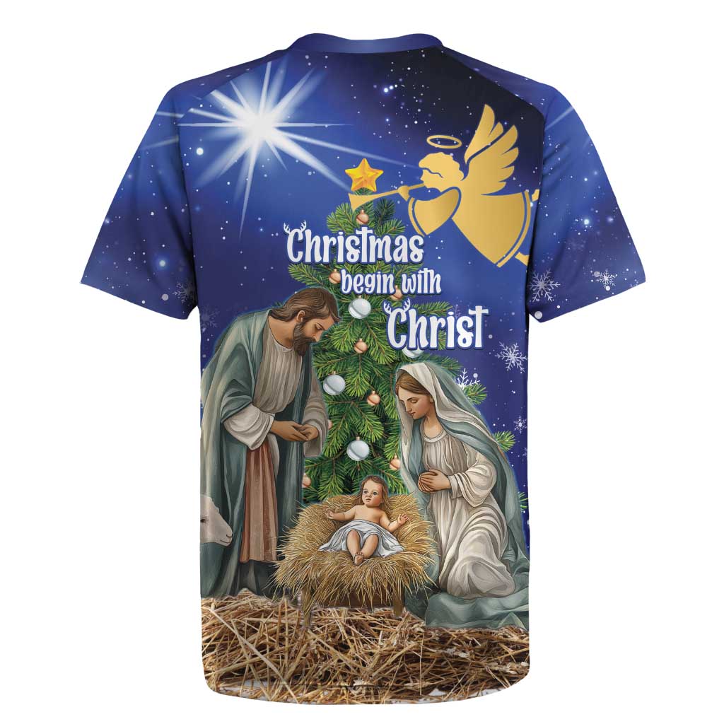 Lithuania Christmas Rugby Jersey Chistmas Begin With Christ - Wonder Print Shop
