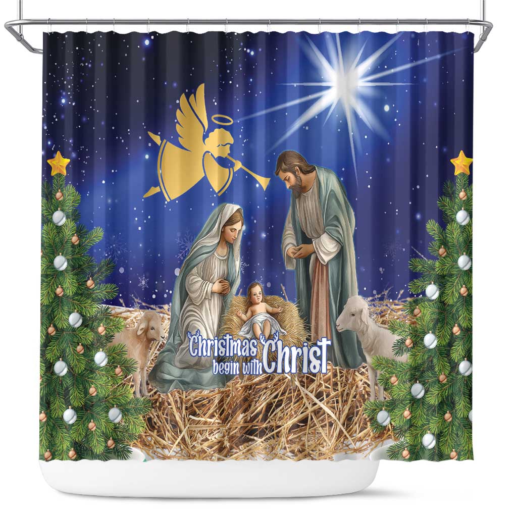 Lithuania Christmas Shower Curtain Chistmas Begin With Christ