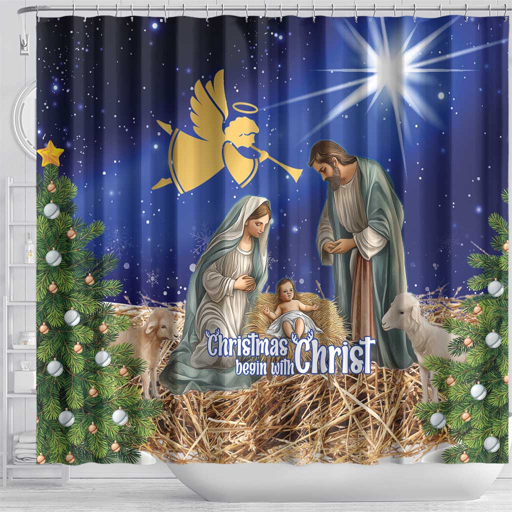 Lithuania Christmas Shower Curtain Chistmas Begin With Christ