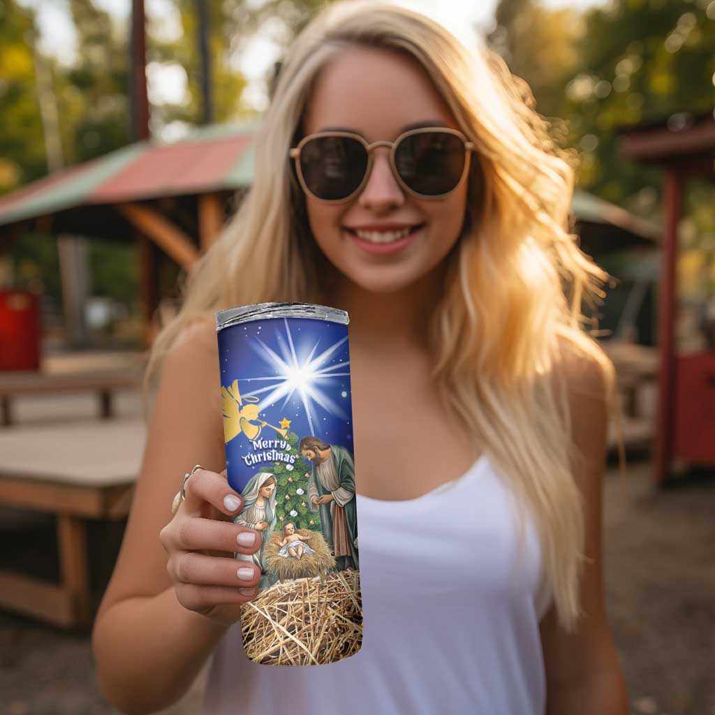 Lithuania Christmas Skinny Tumbler Chistmas Begin With Christ - Wonder Print Shop