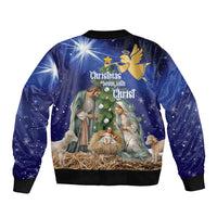 Lithuania Christmas Sleeve Zip Bomber Jacket Chistmas Begin With Christ - Wonder Print Shop
