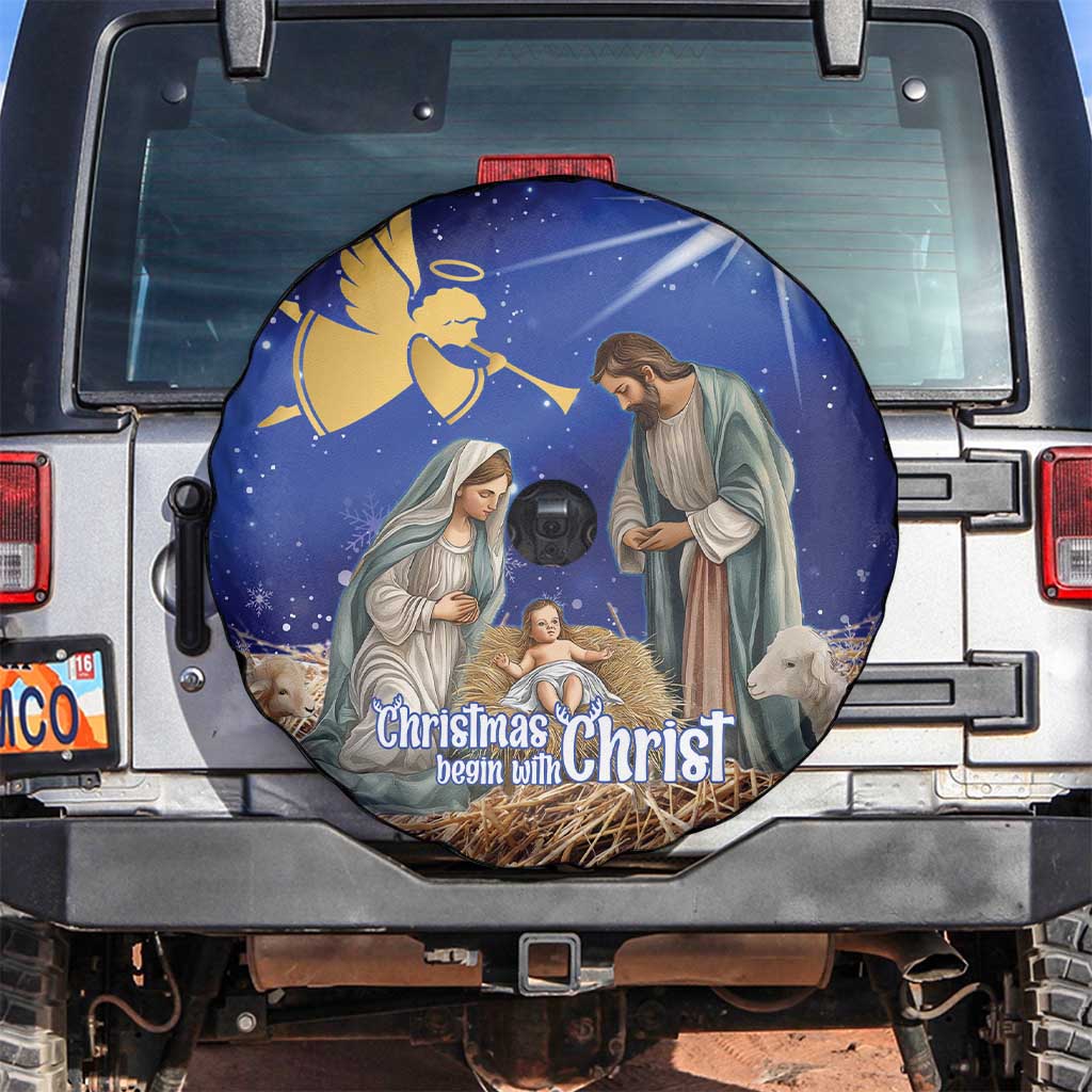Lithuania Christmas Spare Tire Cover Chistmas Begin With Christ - Wonder Print Shop