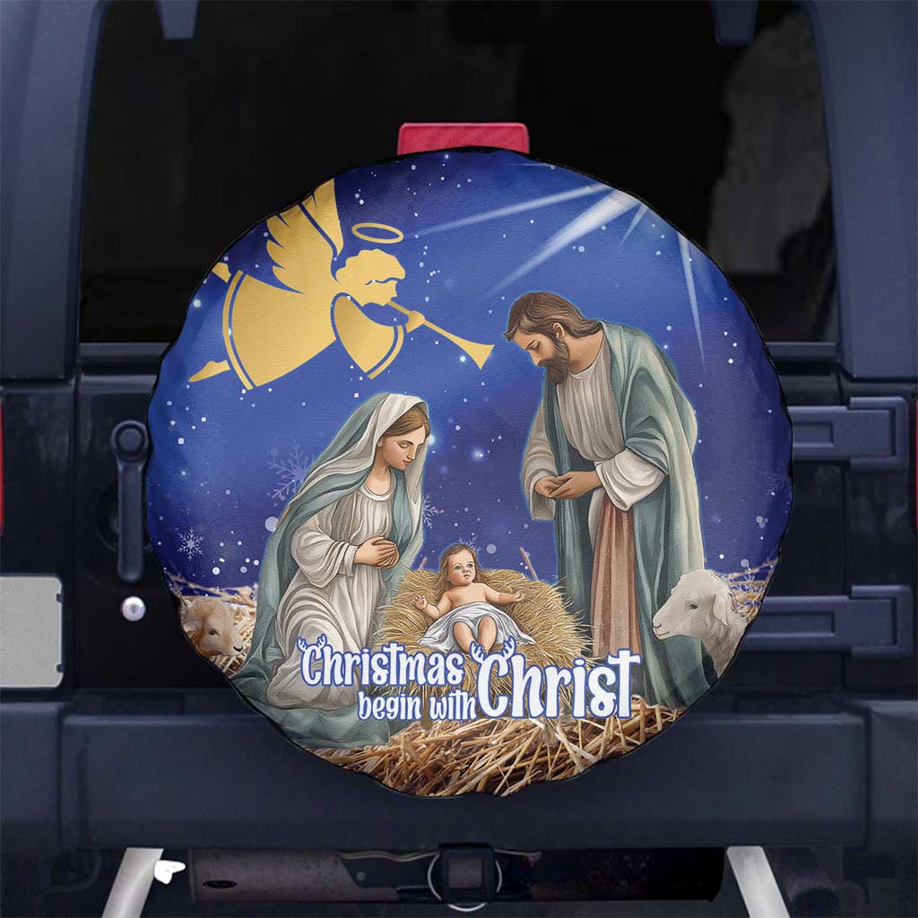 Lithuania Christmas Spare Tire Cover Chistmas Begin With Christ - Wonder Print Shop
