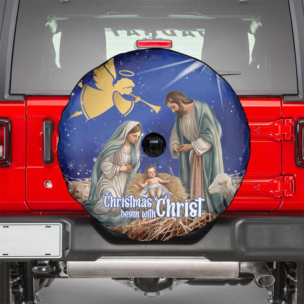 Lithuania Christmas Spare Tire Cover Chistmas Begin With Christ - Wonder Print Shop