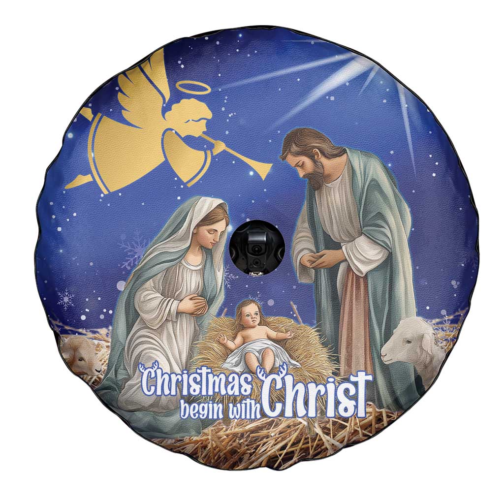 Lithuania Christmas Spare Tire Cover Chistmas Begin With Christ - Wonder Print Shop